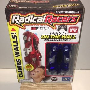 EMSOME RADICAL RACERS AS SEEN ON TV REMOTE CONTROL LED LIGHT UP CLIMBS WALLS